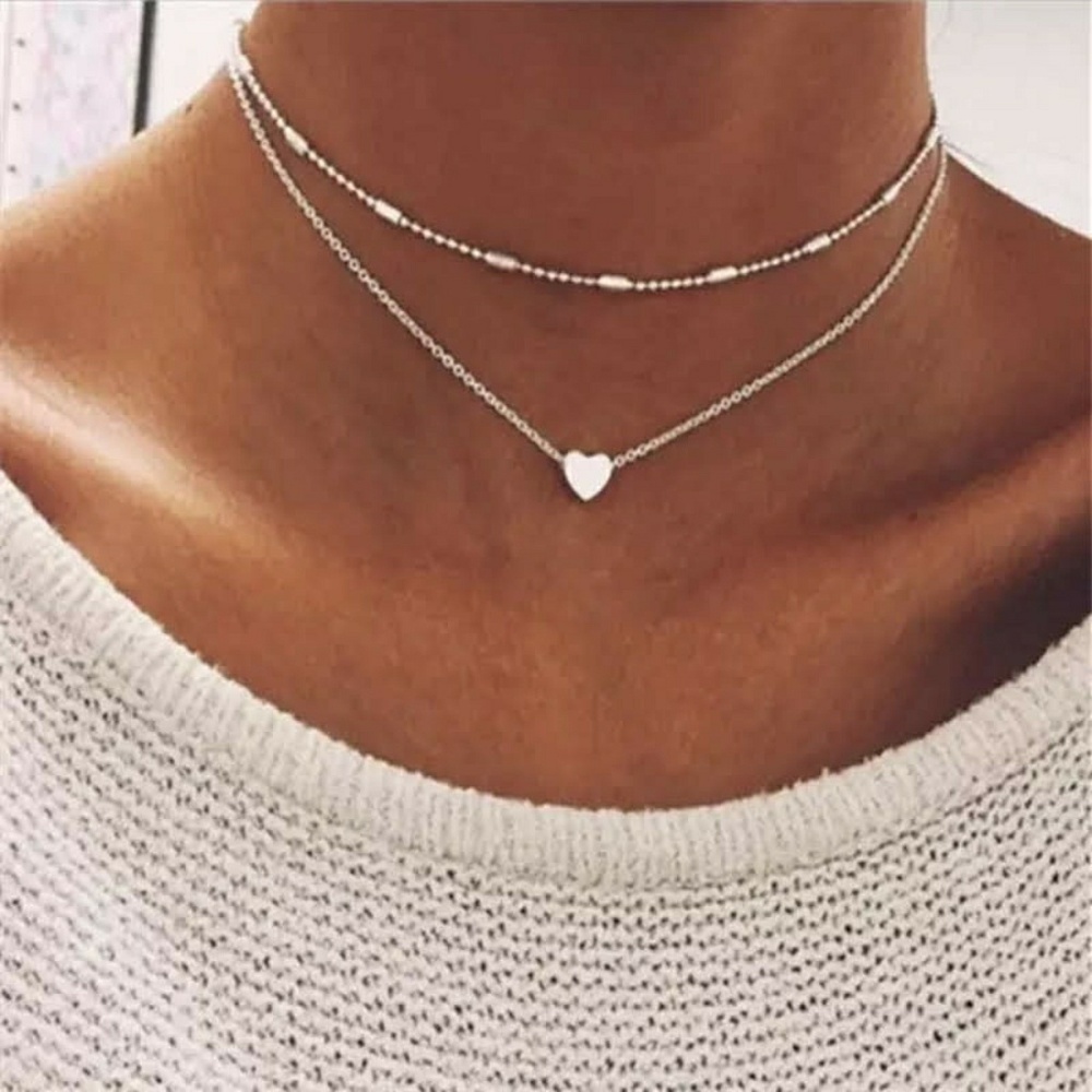 NECKLACE DOUBLE CHOKER WITH A HEART